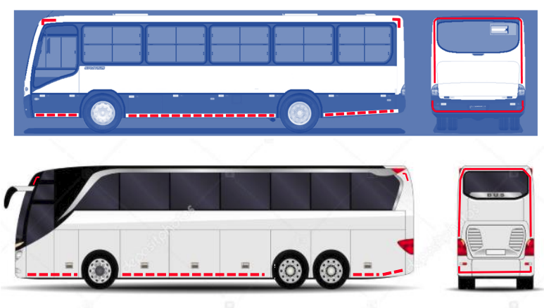 INSTALACIÓN LATERAL Y TRASERA PARA BUSES