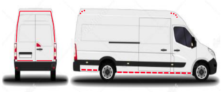 INSTALACIÓN LATERAL Y TRASERA PARA CAMIONETA TIPO PANEL